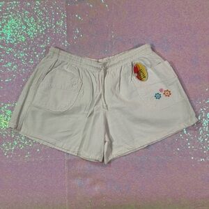 Zaffer Modas White Floral Embroidery Beach Shorts ★彡